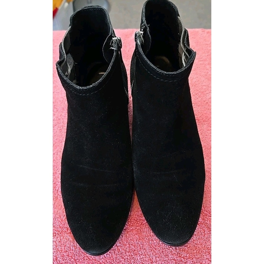Naughty Monkey Ankle‎ Boot Size 7.5 Black Suede With Brown & Tan